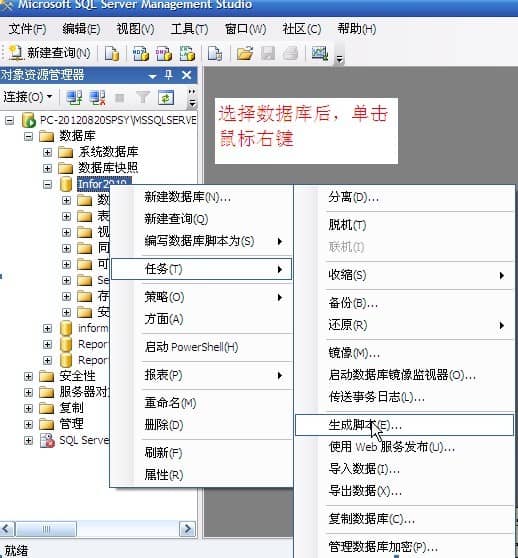 利用sql server management studio导出sql格式文件